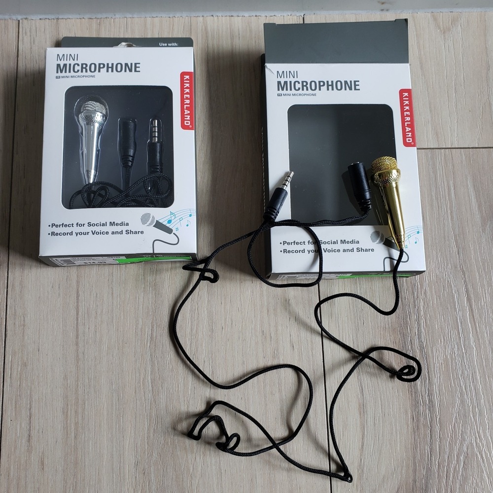 Mini Karaoke Microphone Set of 2 Laptop Desktop Phone Podcast Audio Plug End